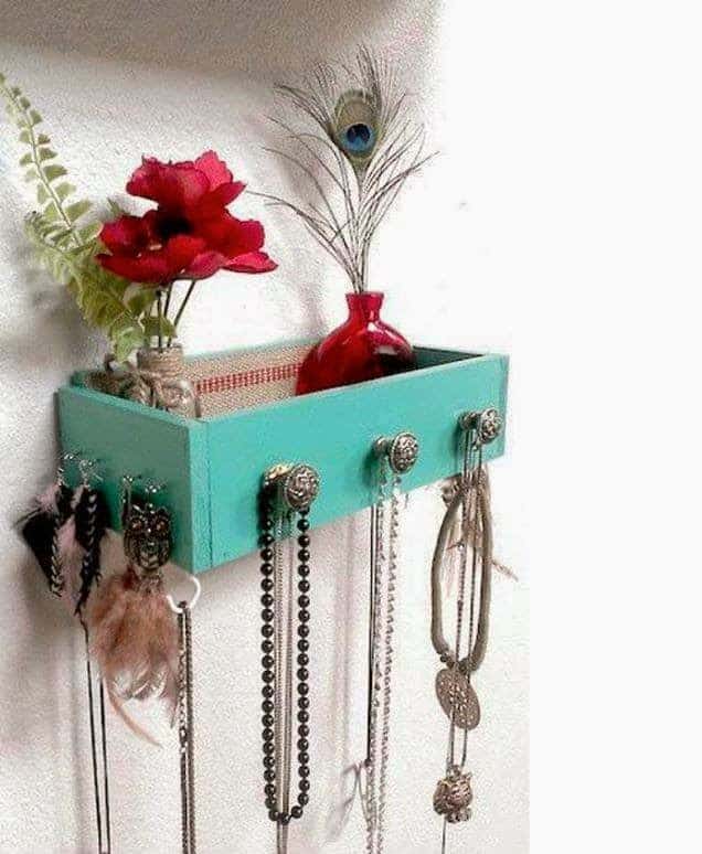 Use old drawers for creative shelves and jewelry organizer 111