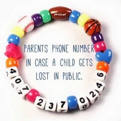 Make a kid-friendly bracelet with your phone number on it 11