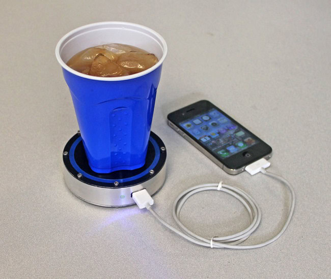 A coaster that uses hot or cold drinks to charge your device 12