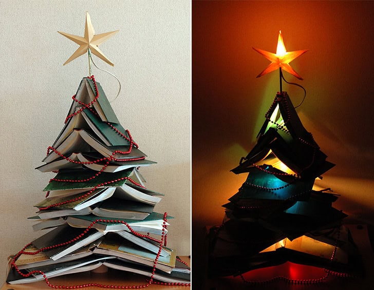 Got a pile of books and no where to put them? No worries, turn your “mess” into a holiday statement 13