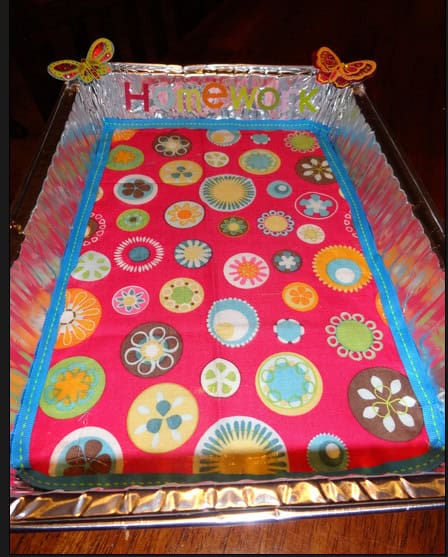 A roasting pan is a cheap and easy way to make a homework tray 14