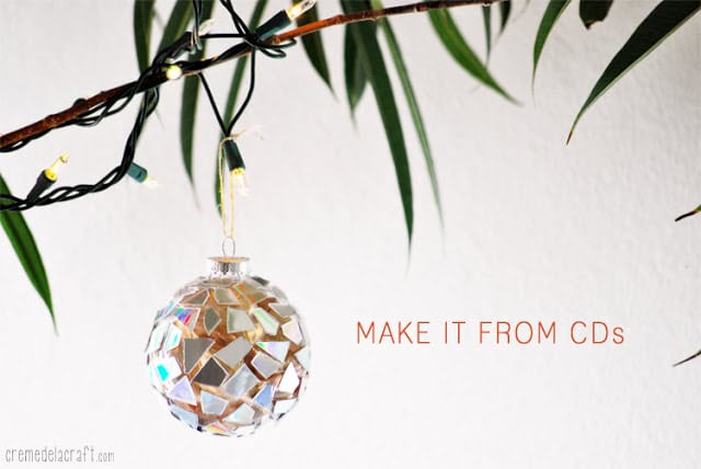 Make Christmas Ornaments from Broken CDs 14
