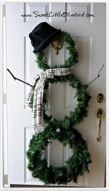 Hang a snowman wreath Source
