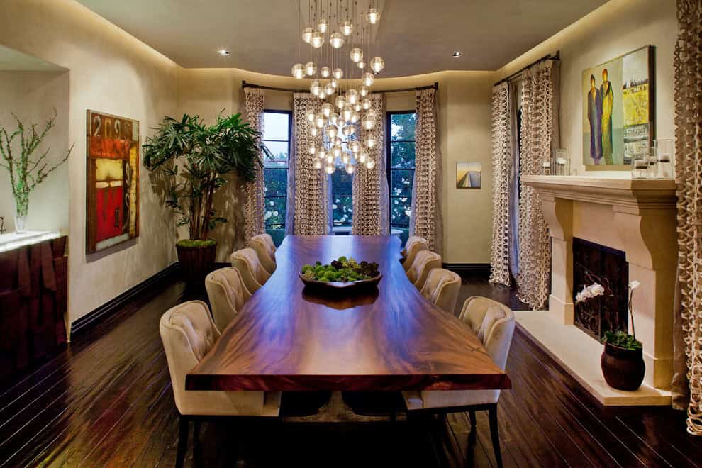 Contemporary Dining Room With A Huge Table Made Of Wood Source