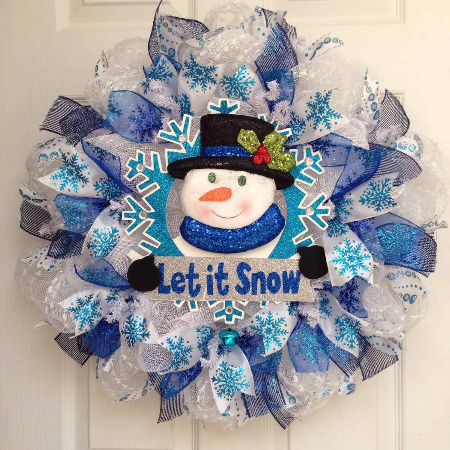 Let it Snow Glittering Snowman Holiday Winter Wreath Buy it here: www.etsy.com