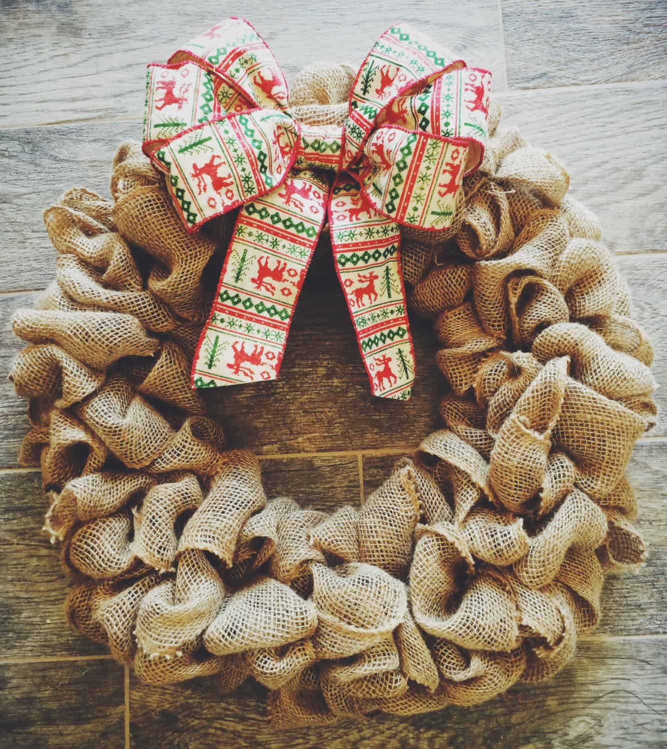 Burlap Wreath with Hipster Holiday Bow Source