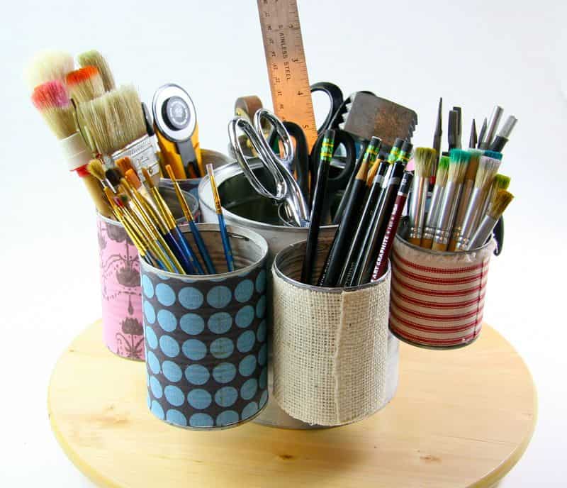 Turn tin cans into a craft supply caddy 2