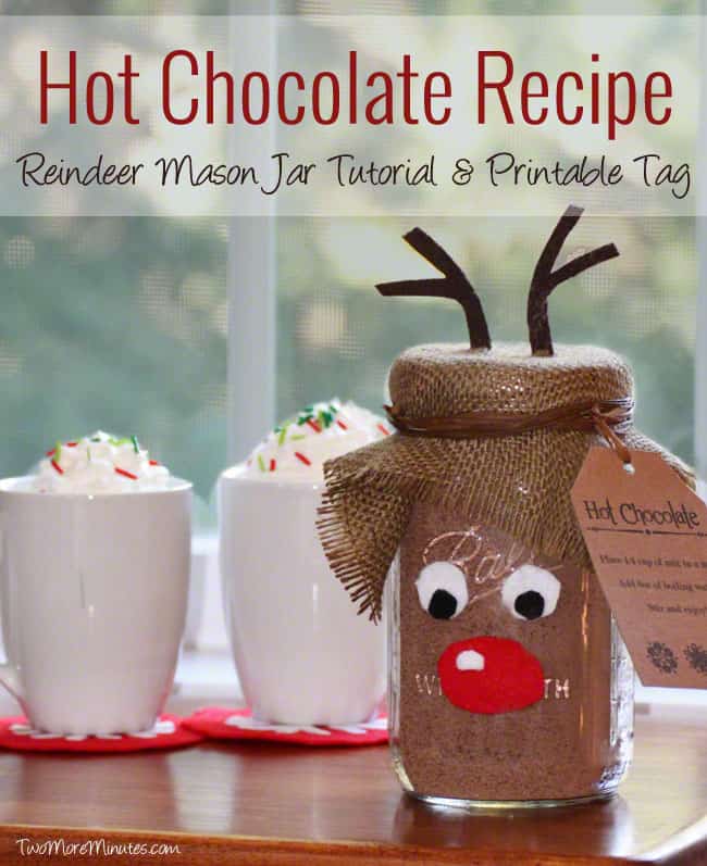 Reindeer Mason Jar Hot Chocolate Mix Image via