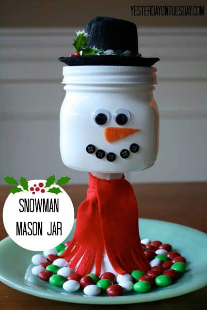 Snowman Mason Jar Image via yesterdayontuesday.com