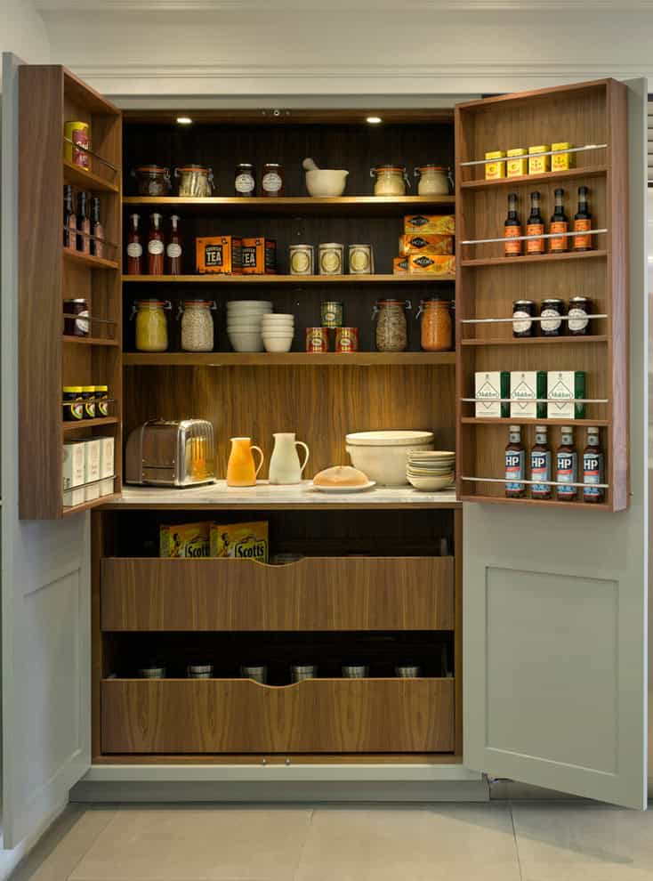 15 Handy Kitchen Pantry Designs With A Lot Of Storage Room