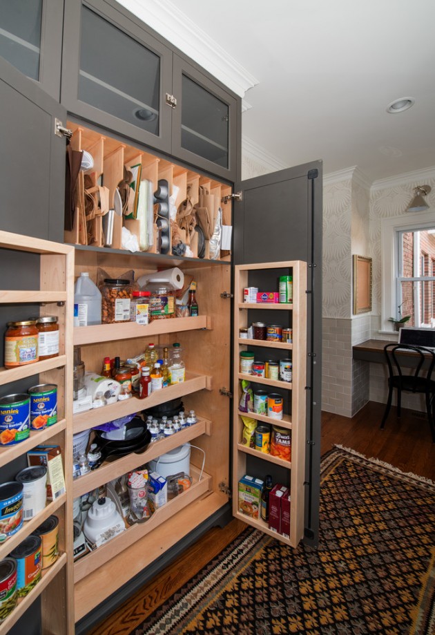 15 Handy Kitchen Pantry Designs With A Lot Of Storage Room