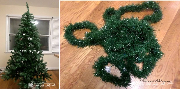 Use shiny green tinsel to make your Christmas tree look fuller 4