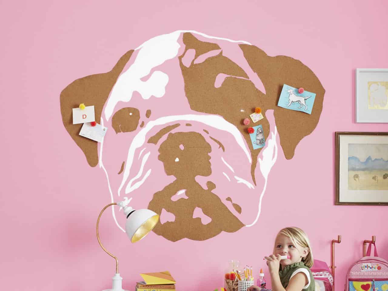 9.Corkwood and paint combination for wonderful shapes on the wall of your kids’ room 9