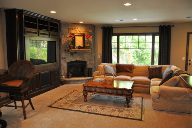 17 Ravishing Living Room Designs With Corner Fireplace