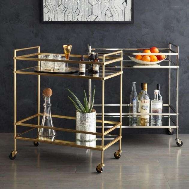 15 Delightful Comact Bar Cart Design Ideas for Small Spaces