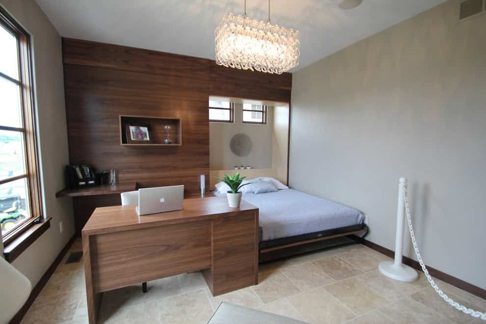 Contemporary Bedroom Interior + Home Office In The Same Space Source