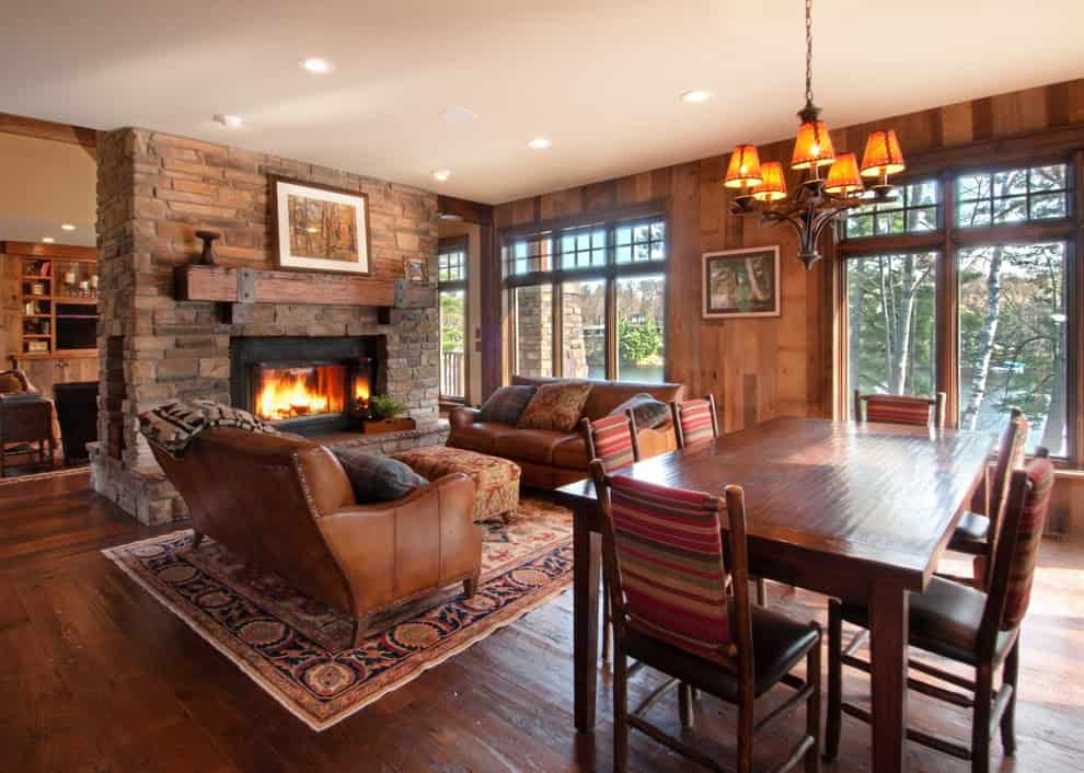 Rustic Cozy Living Room With Fireplace