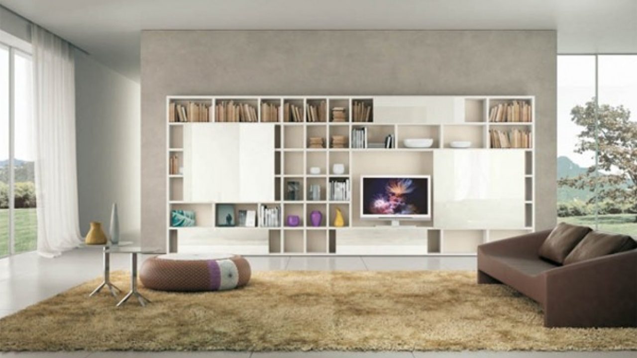 15 Fascinating Modern Living Room, Modern Shelves Design For Living Room