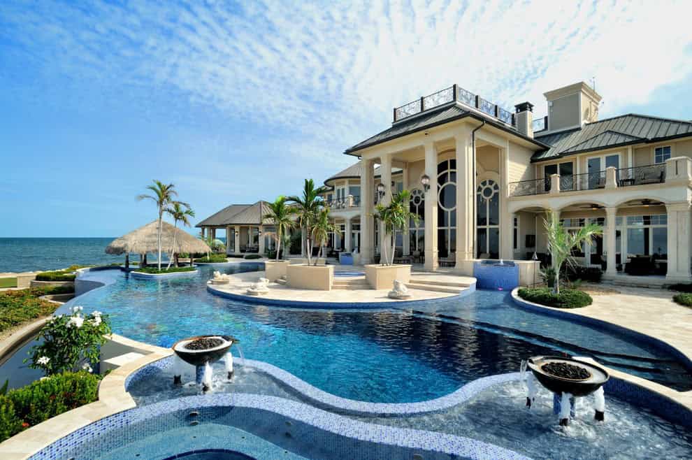 Luxury Villa with a Tropical Swimming Pool out front Source