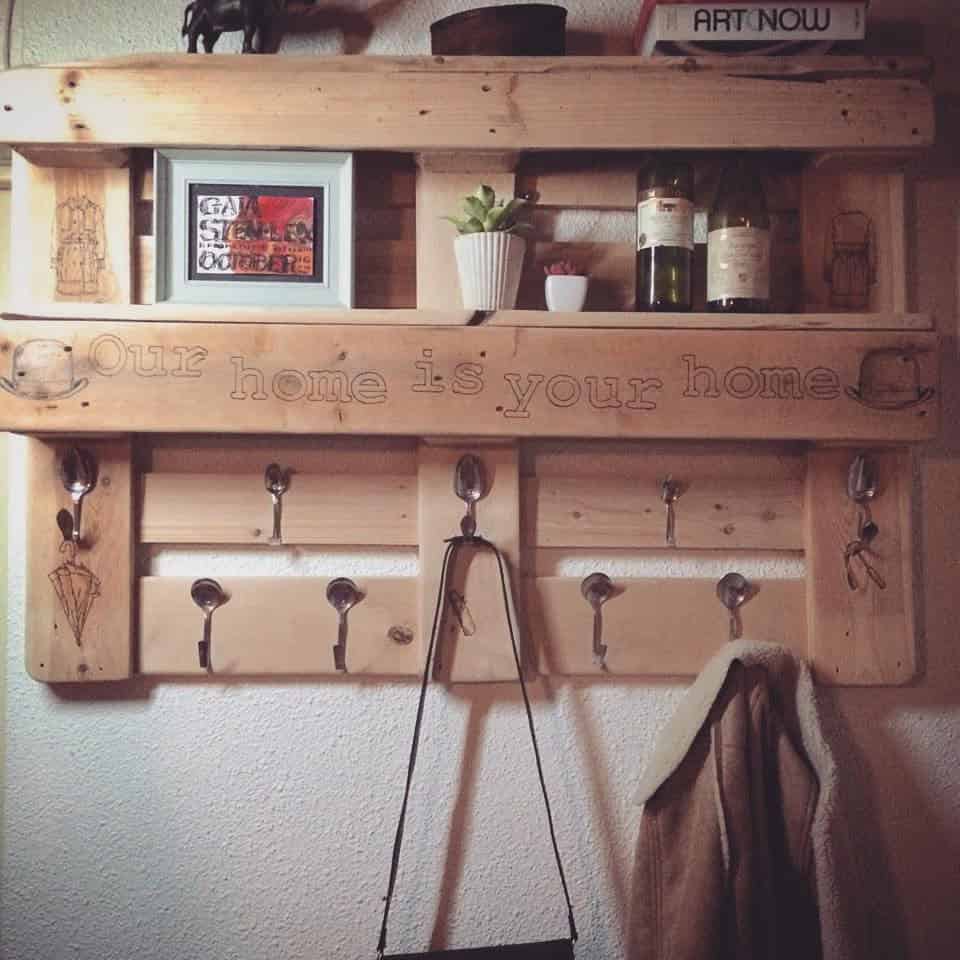 Coat holder with shelves Source