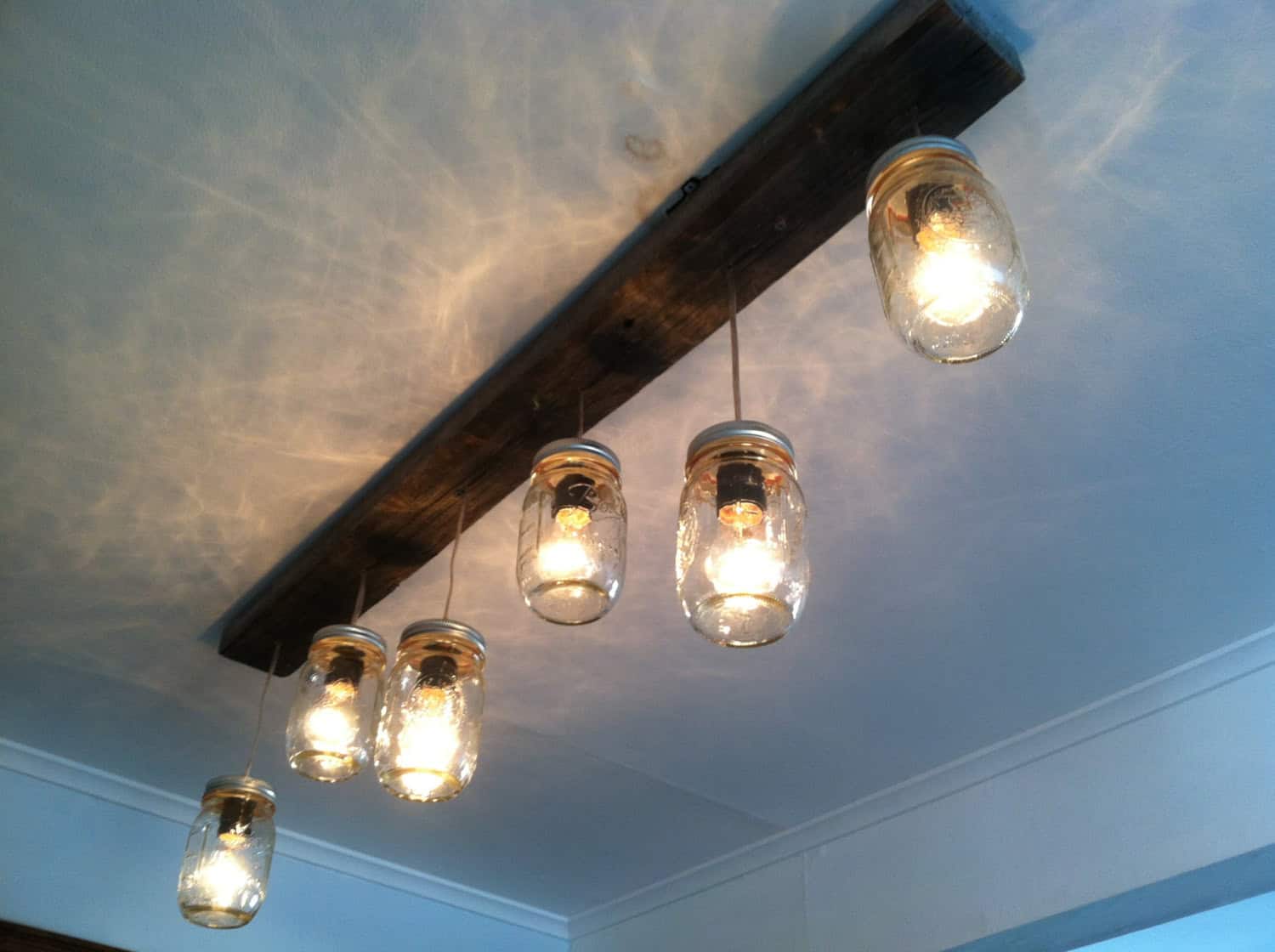 Mason Jar and Reclaimed Wood Track Lighting Source