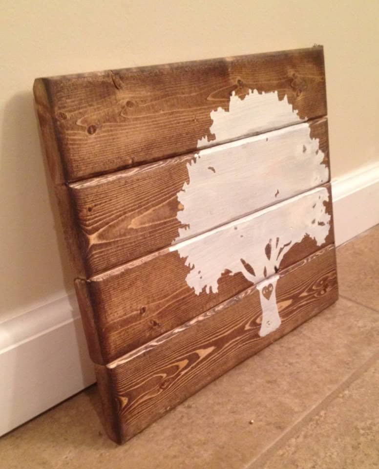 Tree With Initials – wood wall art Source