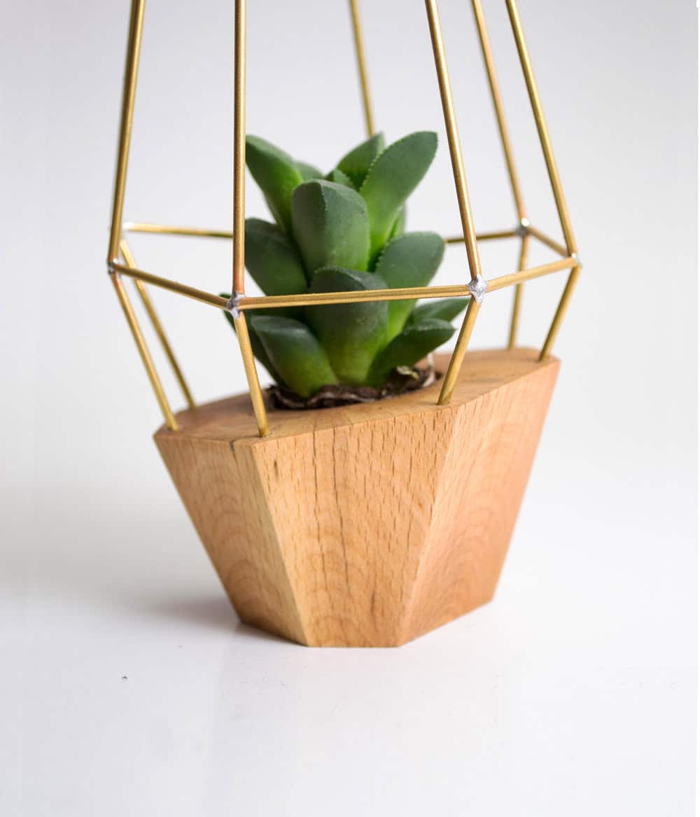 Elegant Faceted Wooden Planter Source