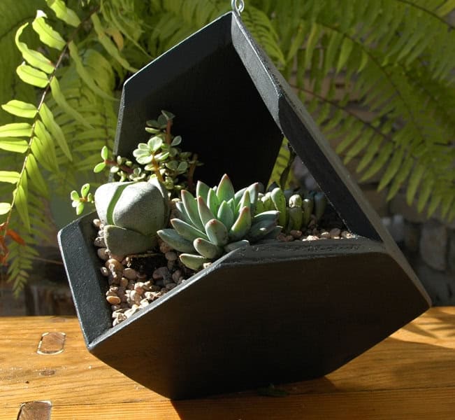 Handmade black Planter Painted in Stained rough-cut Cedar-woo Source
