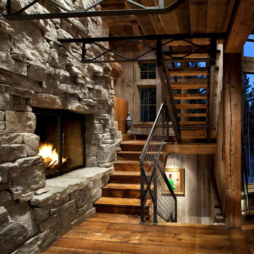 Staircase with a Fireplace Source