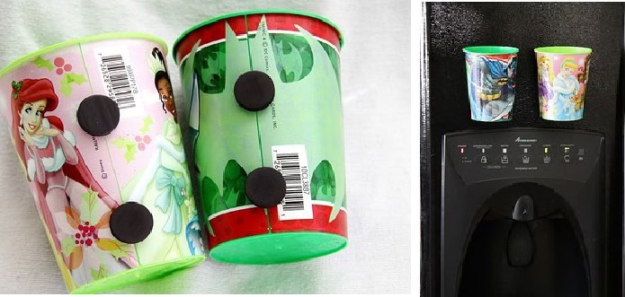 If your kids are always using new cups, give them their own designated cups with magnets to stick to the fridge 222