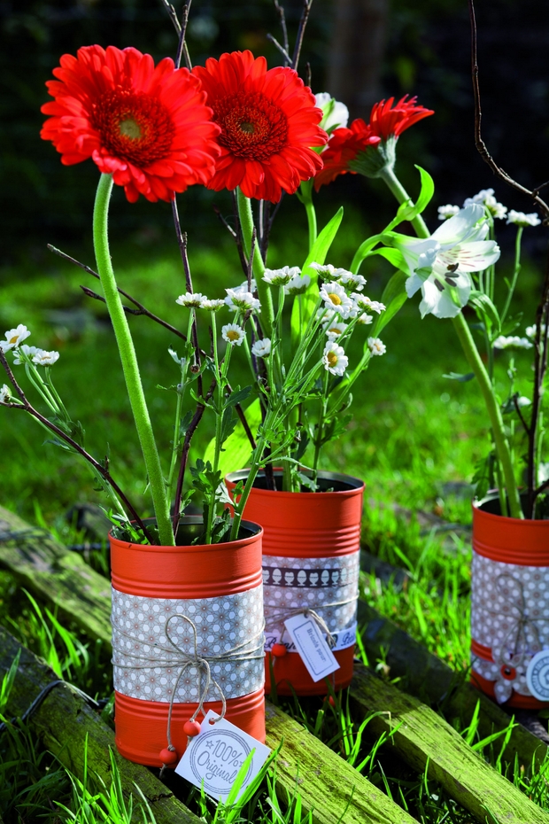 tin flower craft vases diy crafts pots garden planters gardening plant unique cans decoration planter creative flowers upcycled painted thought