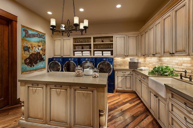 laundry luxury rooms cabinets ranch designs southwestern luxurious traditional homes washers dryers country renovations houzz calvis wyant modern kitchen sink