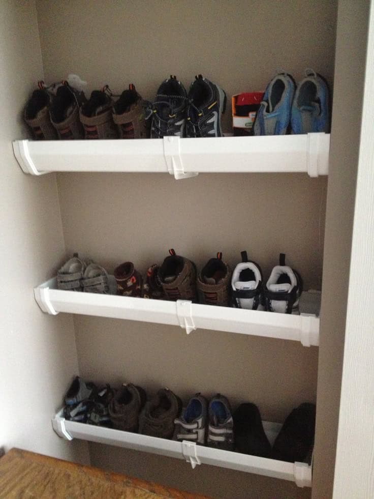 Use Rain Gutter as Space Saving Shoe Rack 14