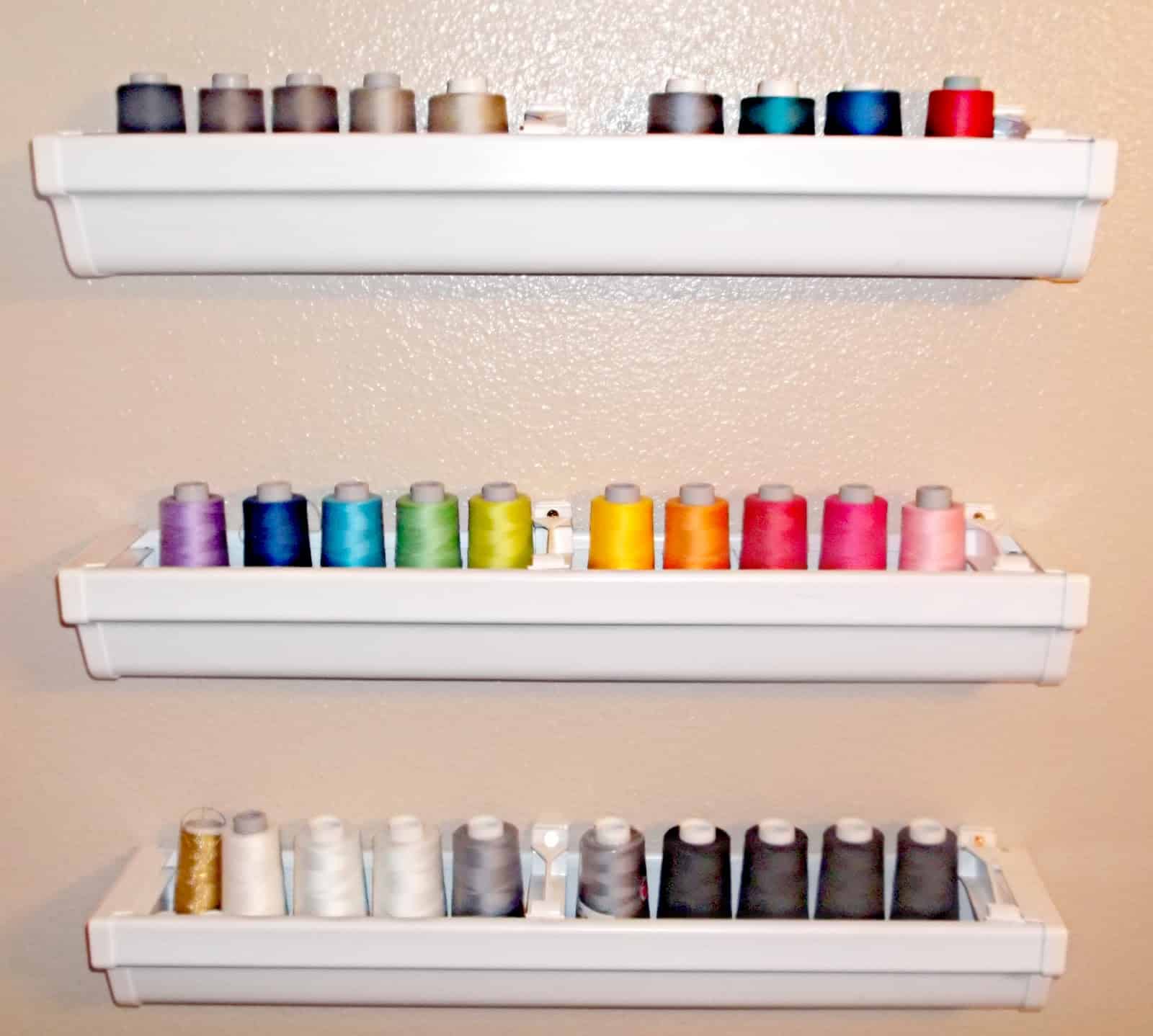 Rain Gutter as Thread Spool Organizer 15