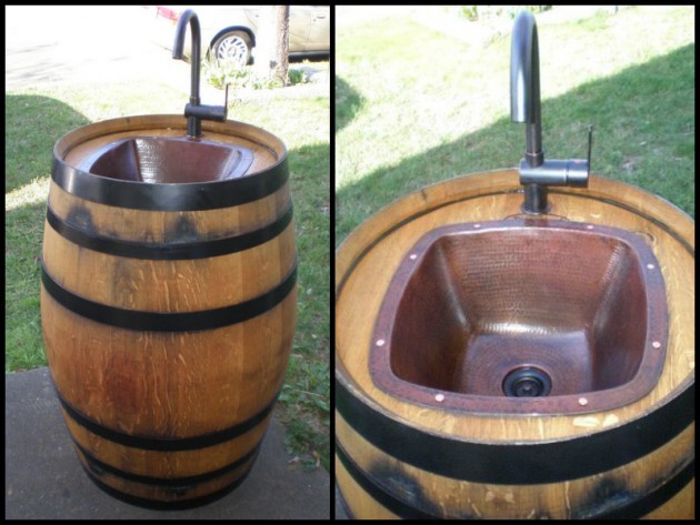barrel sink outdoor diy wine barrels repurpose project whiskey projects clever build sinks decorative into oak