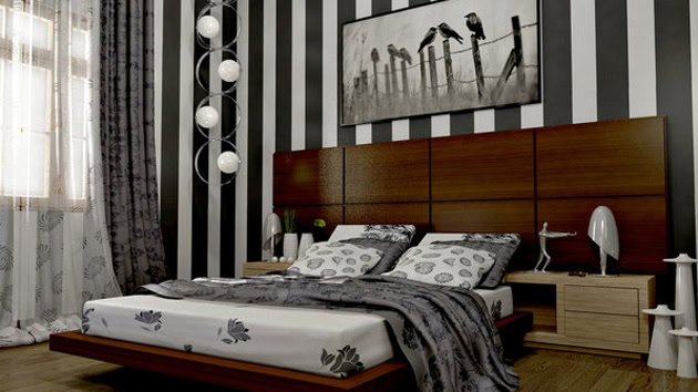 18 Fancy Bedrooms With Striped Accent Walls 1