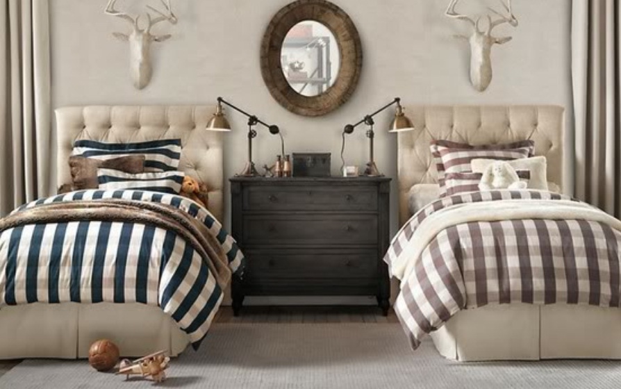 Decorating Twin Bedroom In Gold And Grey