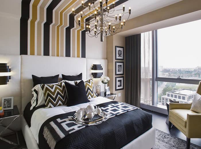 18 Fancy Bedrooms With Striped Accent Walls 13
