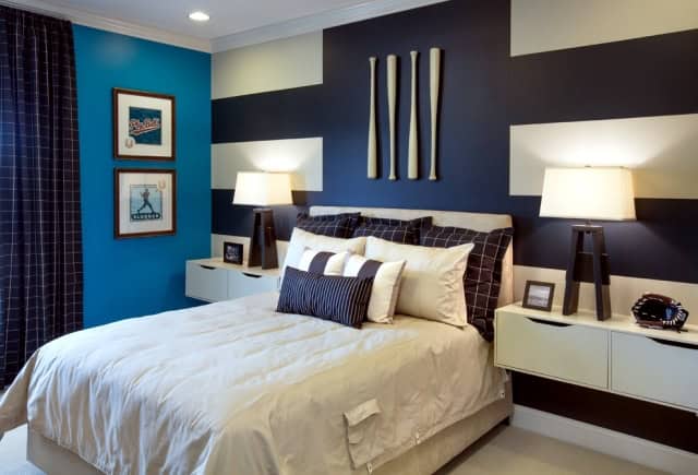 18 Fancy Bedrooms With Striped Accent Walls 15
