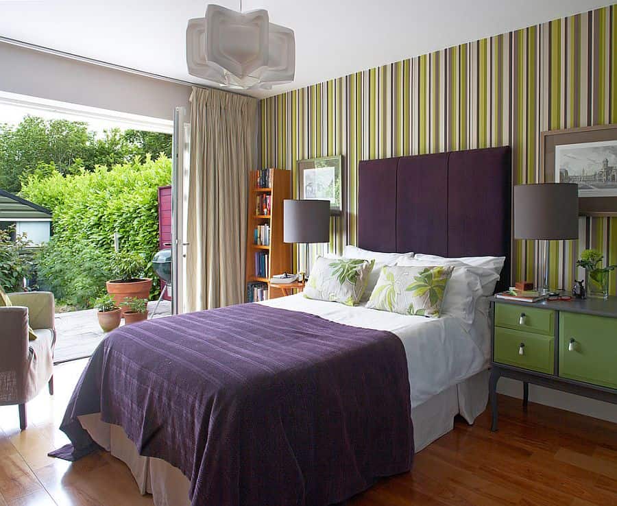 18 Fancy Bedrooms With Striped Accent Walls 18