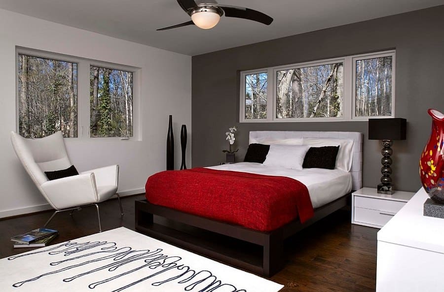 17 Divine Combinations Of Red & Grey In The Bedroom 2