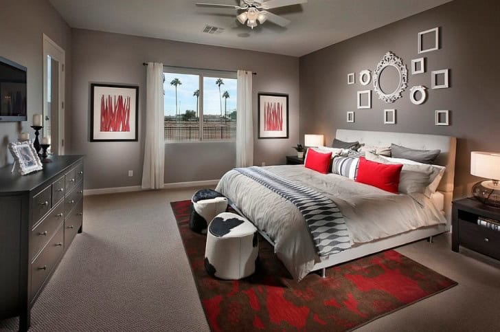 17 Divine Combinations Of Red & Grey In The Bedroom 4