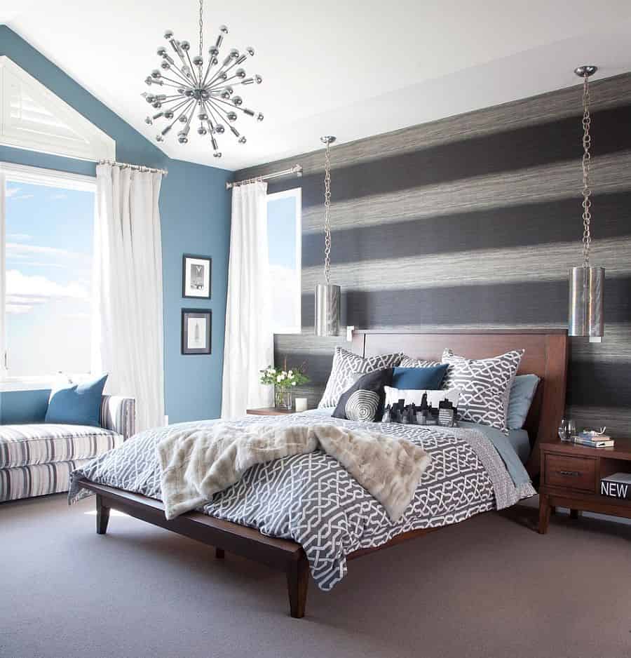 18 Fancy Bedrooms With Striped Accent Walls 5