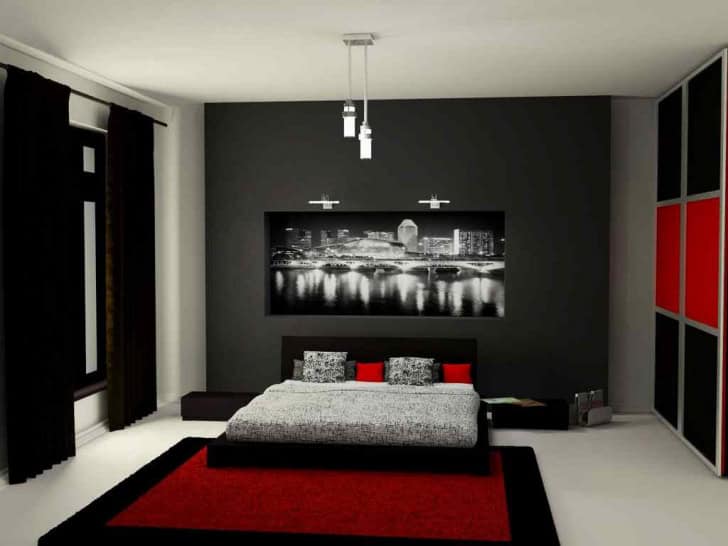17 Divine Combinations Of Red & Grey In The Bedroom