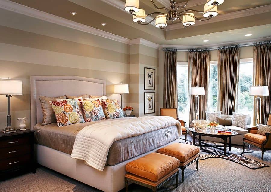 18 Fancy Bedrooms With Striped Accent Walls 7
