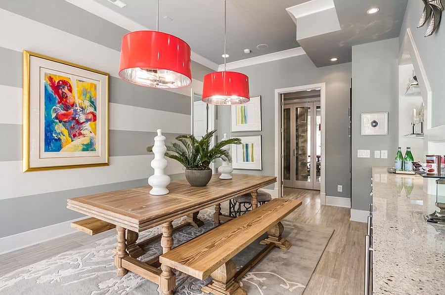15 Dazzling Dining Room Designs With Striped Walls 8