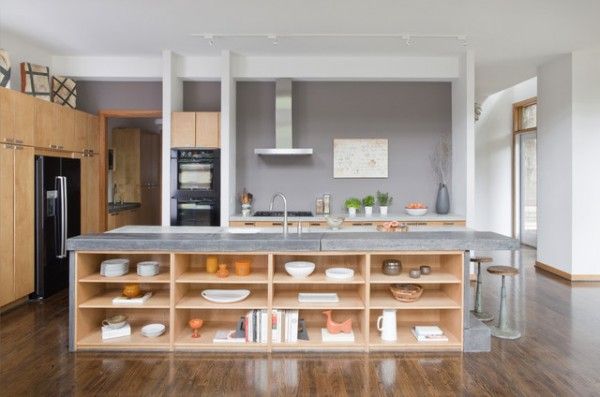 18 Practical Kitchen Island Designs, Kitchen Island With Open Shelves