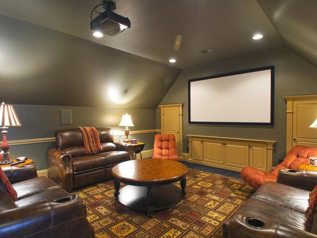 Wonderland Room For The Whole Family- 18 Marvelous Attic Home Cinema Designs 1