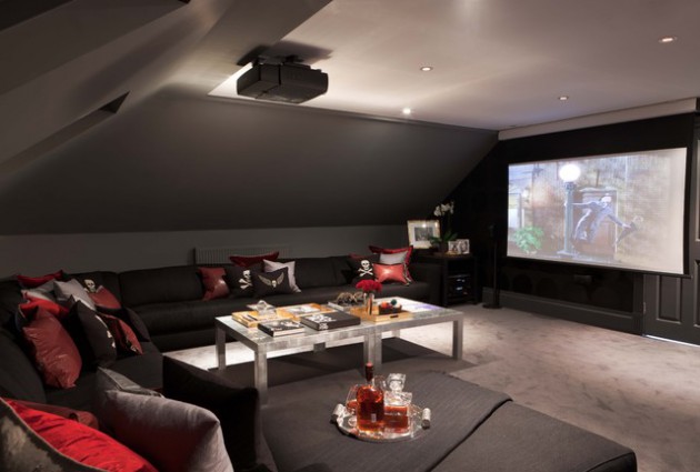 Wonderland Room For The Whole Family- 18 Marvelous Attic Home Cinema Designs