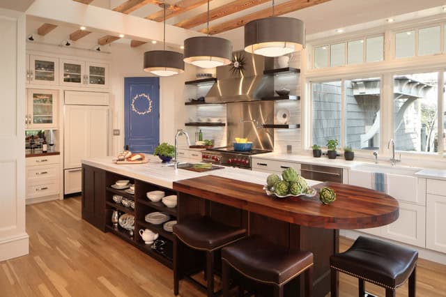 18 Practical Kitchen Island Designs With Open Shelving 15